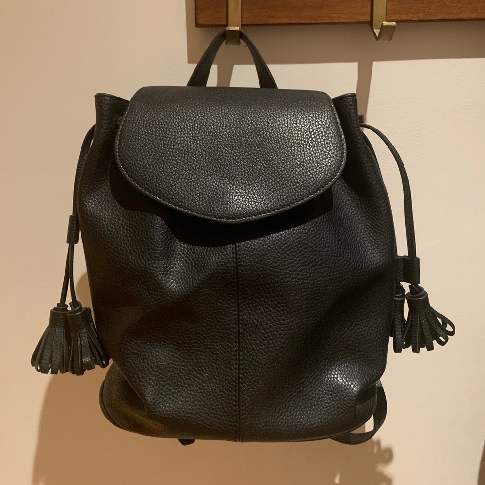 Zara Faux Leather Tassel Backpack